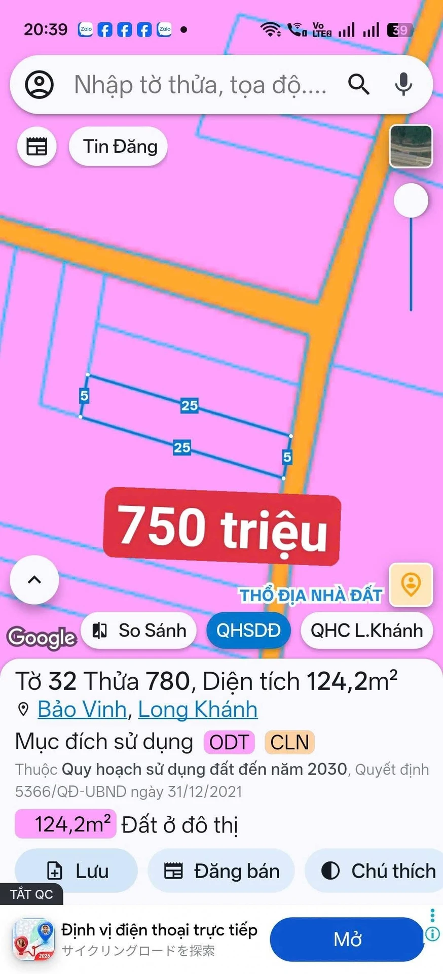 Bán đất nền Bảo Vinh Long Khánh 125m² 750 triệu - Ảnh 1