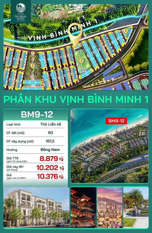 Bán nhà liền kề góc BM9-12 Vinhomes Global Gate Hạ Long 60m2, 4 tầng, giá 8,8 tỷ