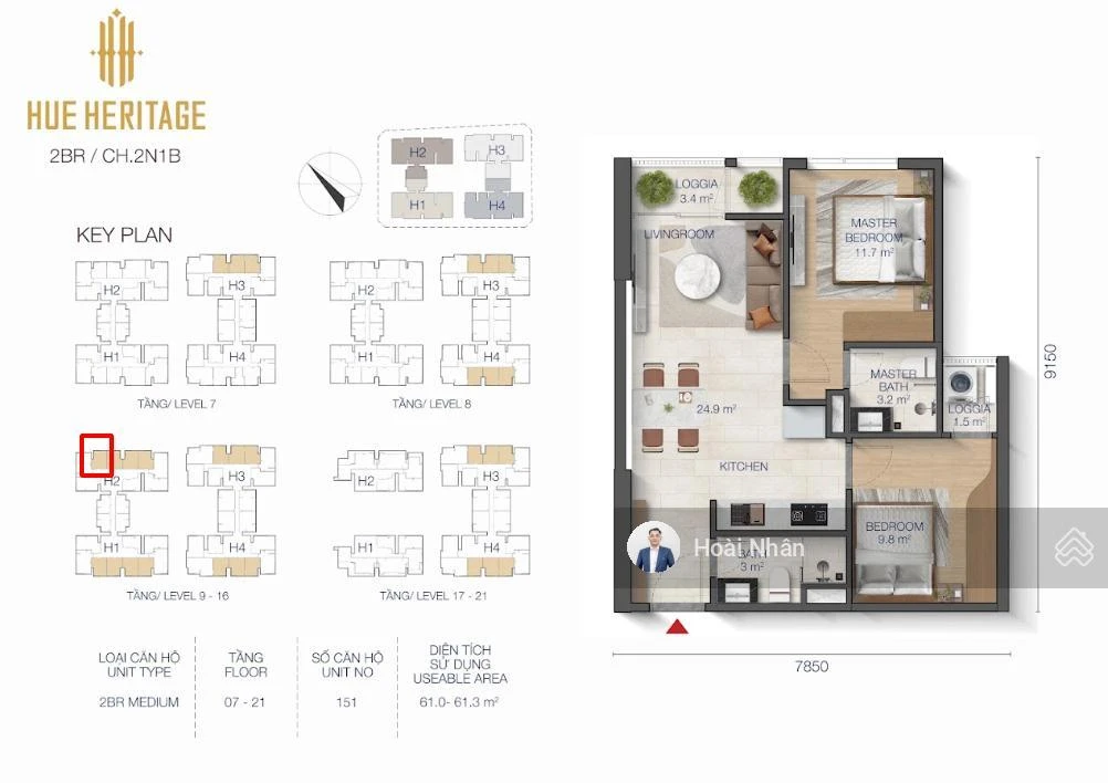 Ra mắt 2PN H2 - 1602 view trực diện ngã 6 thành phố, Sông Hương - vị trí đẹp Hue Heritage - Ảnh thu nhỏ 4