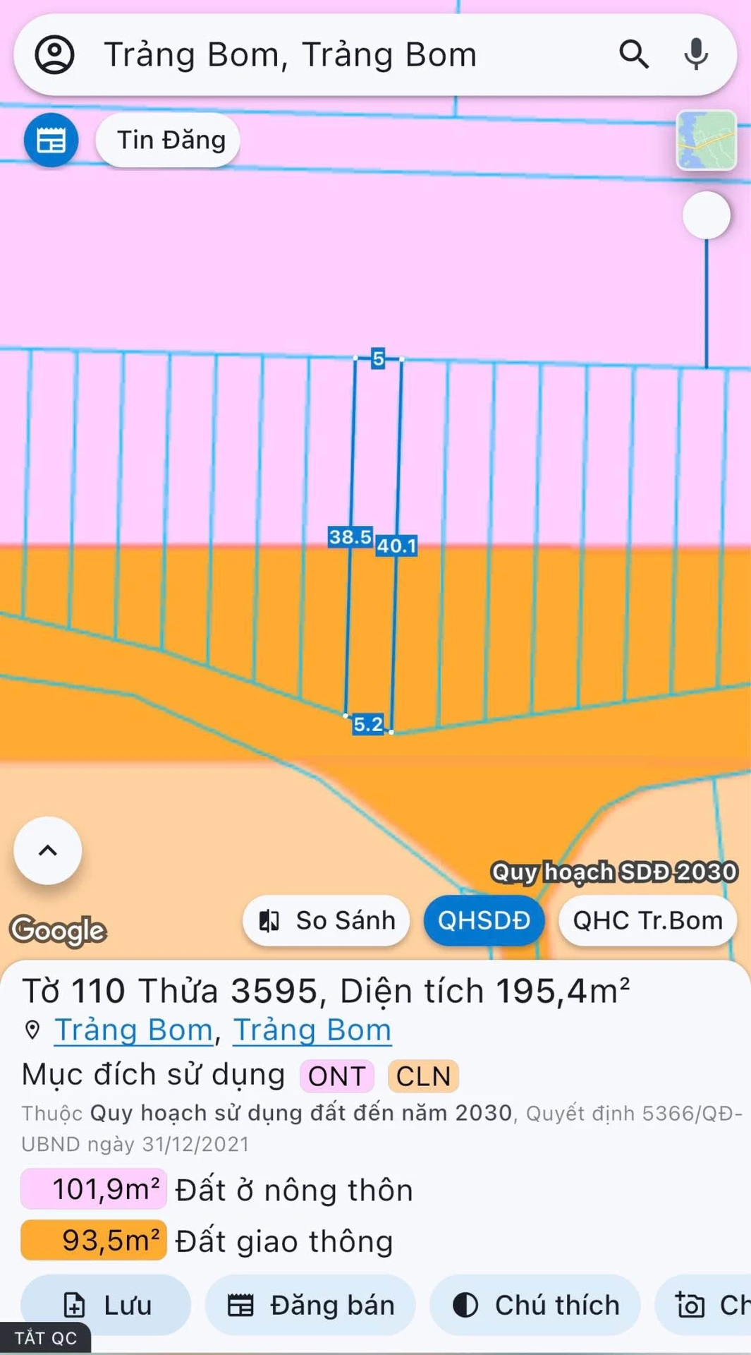 Bán đất mặt tiền Quảng Tiến 195m² Trảng Bom 1,48 tỷ - Ảnh 1