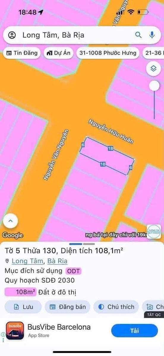 Bán đất lô góc 2 mặt tiền 6x18 thổ cư đường Nguyễn Hữu Huân, Long Tâm, Bà Rịa - Ảnh thu nhỏ 2
