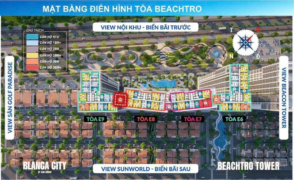 Căn 3PN Beachtro Tower view kép trực diện biển & pháo hoa 103m2 - Giá chỉ 4,399 tỷ - Ảnh 1
