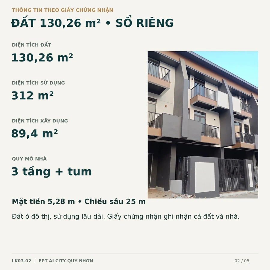 Bán nhà liền kề FPT AI City Quy Nhơn 130m² 4 tỷ - Ảnh thu nhỏ 2