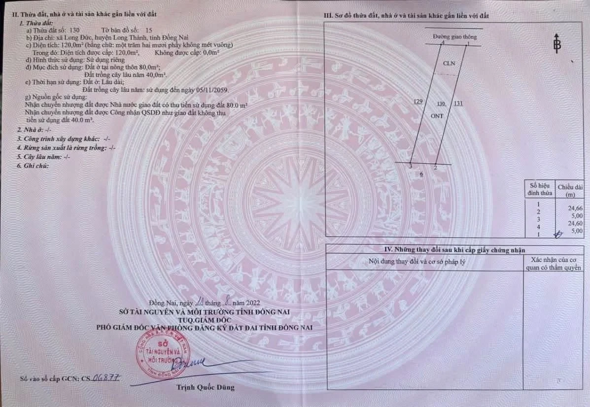 Bán đất Long Đức Long Thành 120m2, 1 tỷ 2 triệu - Ảnh 1