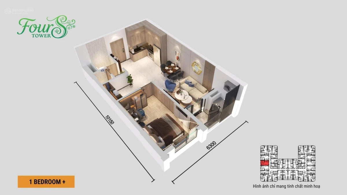 Nổi bật căn 1Br+ tầng cao FourS Tower giá TTS full thuế phí 2,42 tỷ, Studio giá full TTS từ 1,6 tỷ - Ảnh thu nhỏ 5
