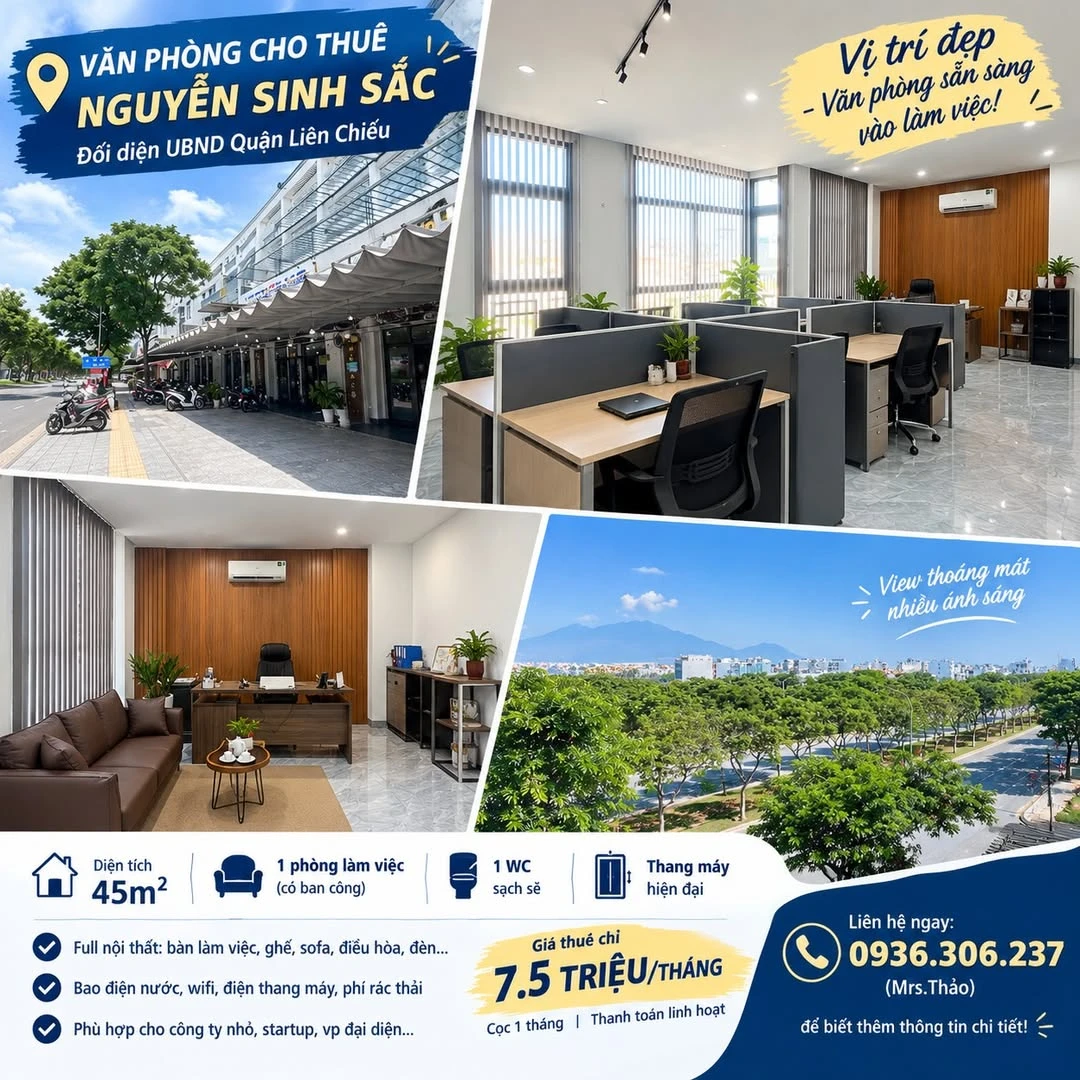 Cho thuê văn phòng mặt tiền Nguyễn Sinh Sắc, 45m², 7.5 triệu/tháng - Ảnh 1