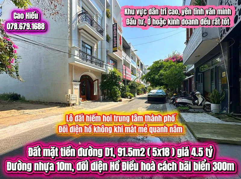Bán đất mặt tiền 91.5m2 giá 4.5 tỷ Tuy Hoà