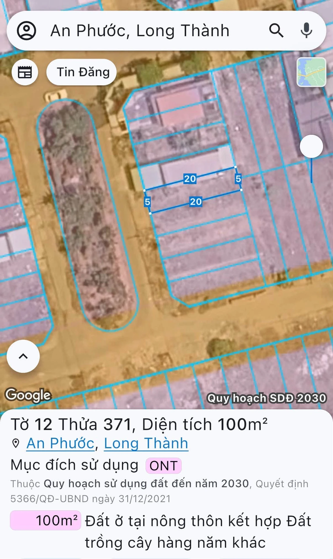 Bán đất 100m2 Phùng Hưng An Phước, Nhà Bè, 1.7 tỷ - Ảnh 1