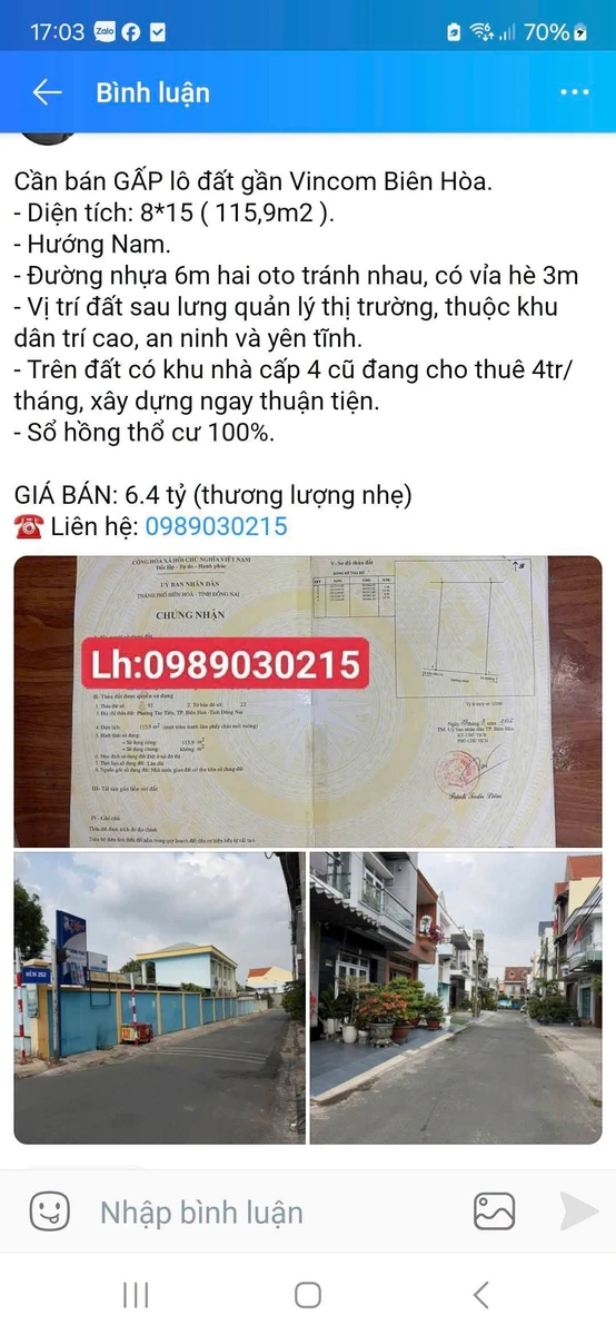 Bán lô đất 115,9m² gần Vincom Biên Hòa, 6.4 tỷ - Ảnh thu nhỏ 4