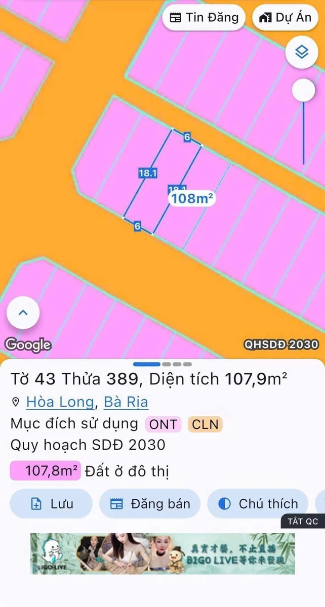 Bán lô đất 108m2 (6x18) đường Gò Cát 8, Hòa Long, Bà Rịa, giá 2,35 tỷ - Ảnh thu nhỏ 3