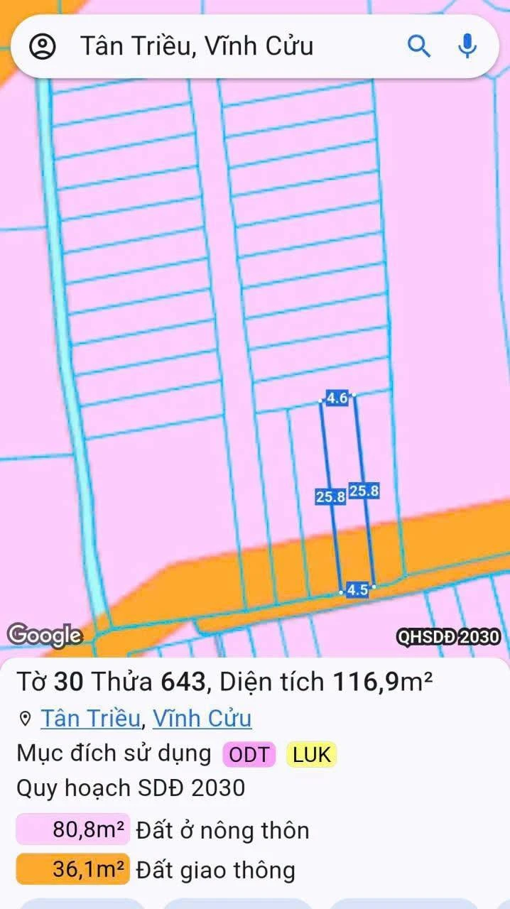 Bán đất 112.5m² ngang 4.5m tại Tân Triều, Đồng Nai - Ảnh 1