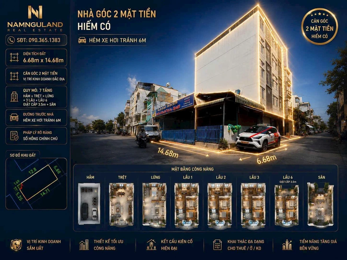 Bán đất Bùi Hữu Nghĩa 97m² - 16.6 tỉ, lô góc 3 mặt tiền - Ảnh 1