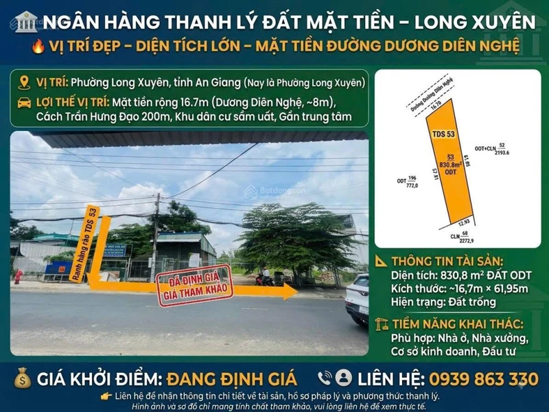 Ngân hàng thanh lý đất tại TP Long Xuyên