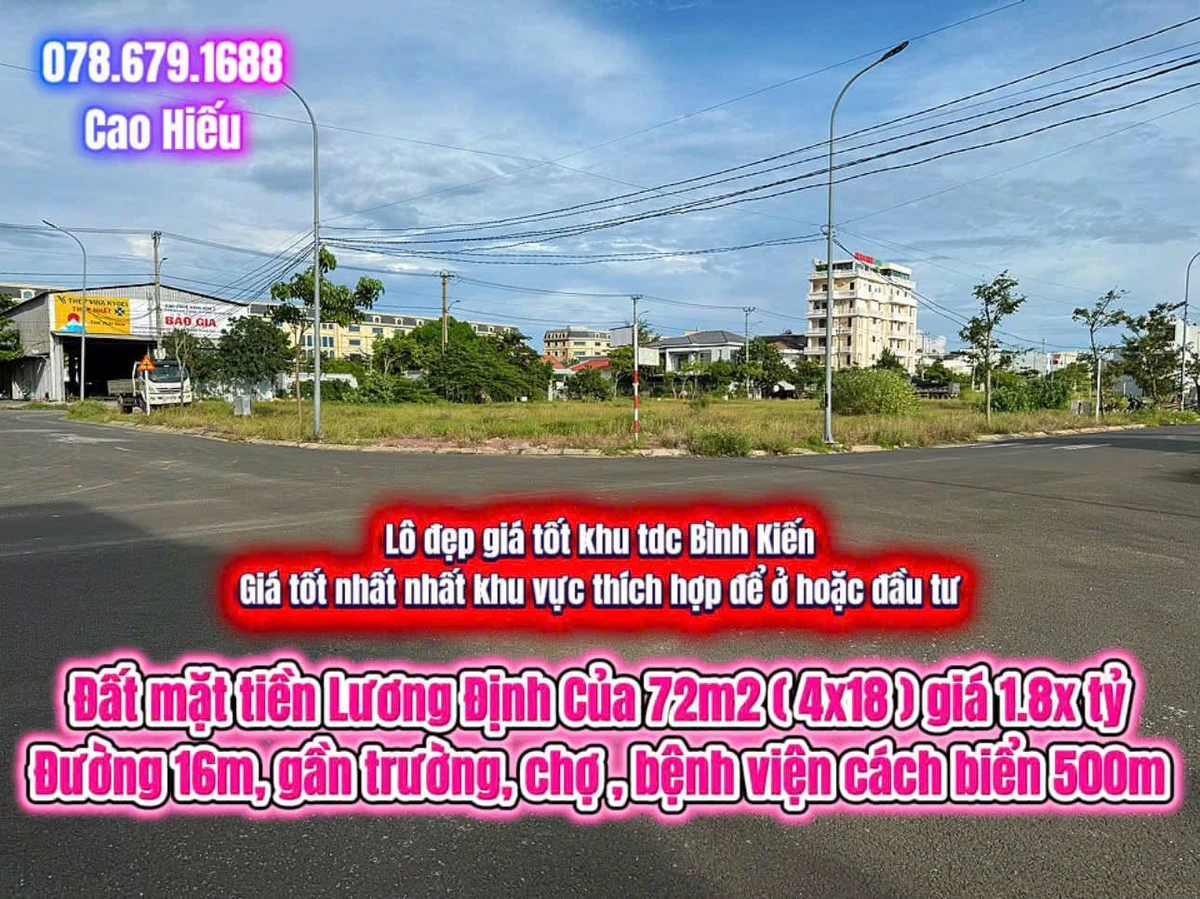 Bán đất mặt tiền Lương Định Của 72m2 giá 1.8 tỷ Phú Yên - Ảnh 1