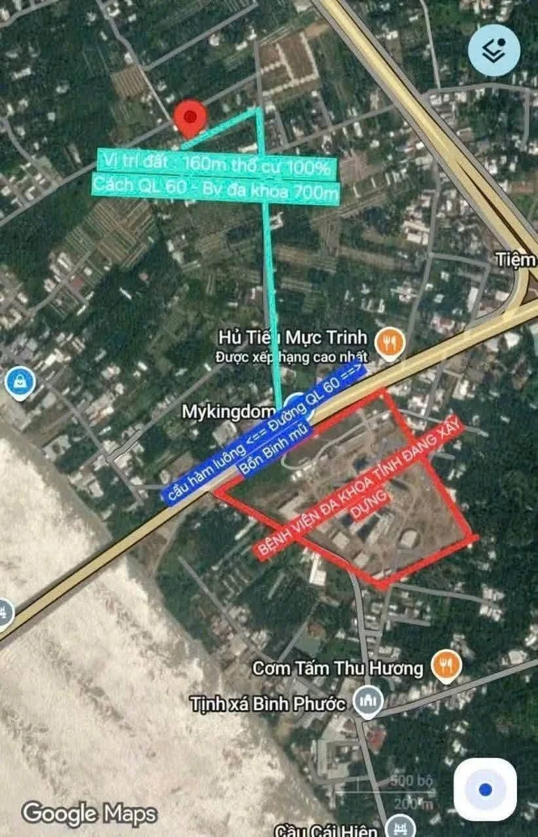 Bán gấp nền đất thổ cư 160m2 giá 830 triệu tại phường Bến Tre, Vĩnh Long - Ảnh 1