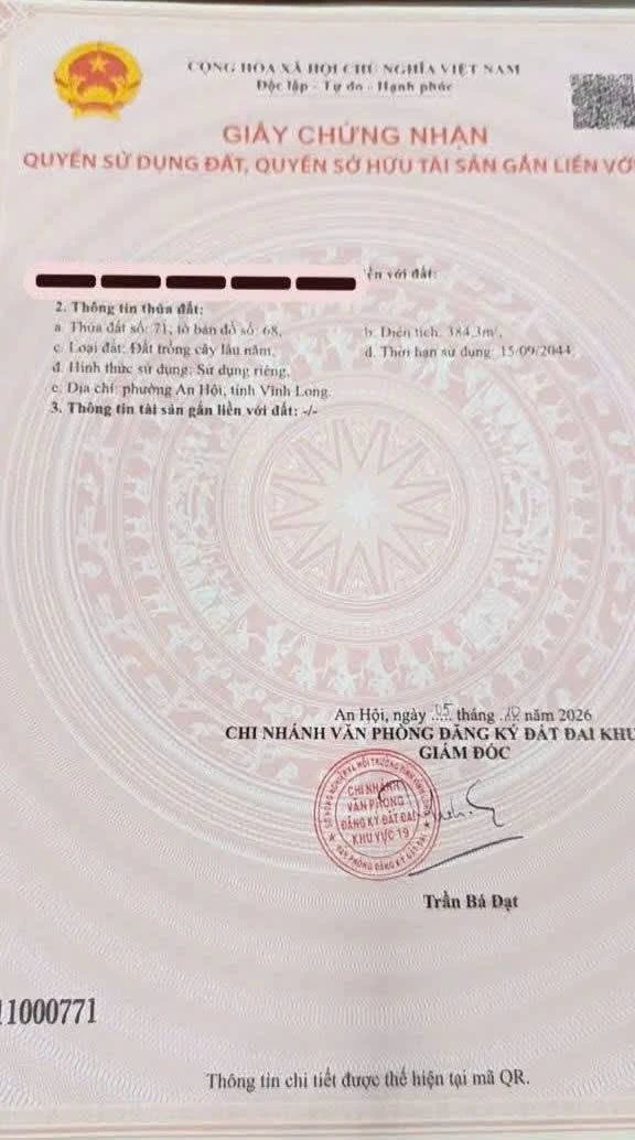 Bán đất nền 377m2 giá 549 triệu, sổ sẵn, Phường An Hội, Bến Tre (Vĩnh Long) - Ảnh thu nhỏ 3