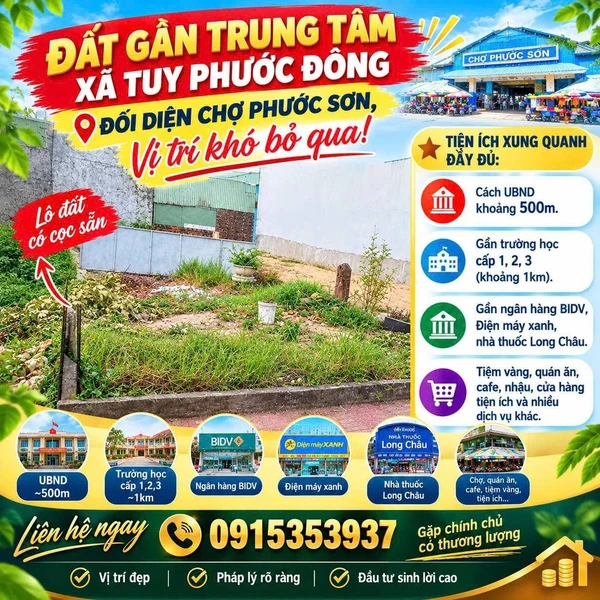 Bán đất 112,5m² đối diện chợ Phước Sơn, Gia Lai