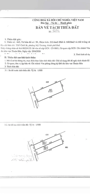 Bán 2 lô đất liền kề Chiết Bi, Huế, 106m²