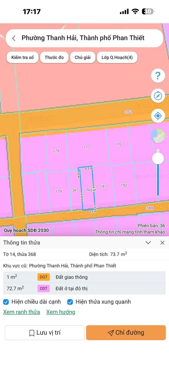 Bán đất thổ cư 73,7 m² trung tâm Phan Thiết 2 tỷ 300 triệu - Ảnh thu nhỏ 2