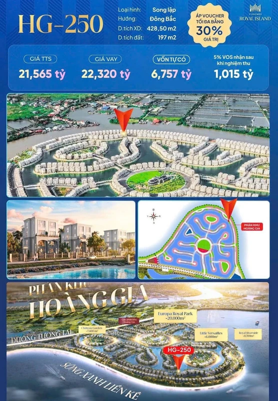 Bán biệt thự song lập Hoàng Gia 197m² từ 21.5 tỷ