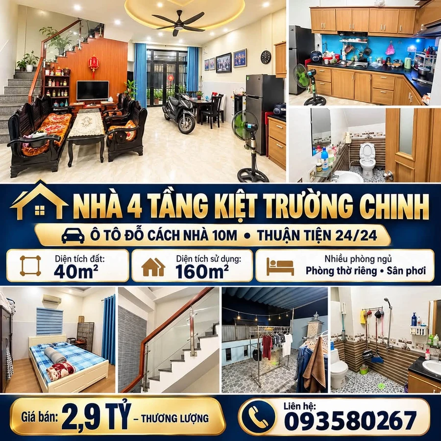 Bán nhà 4 tầng kiệt Trường Chinh 160m² 2,9 tỷ - Ảnh 1