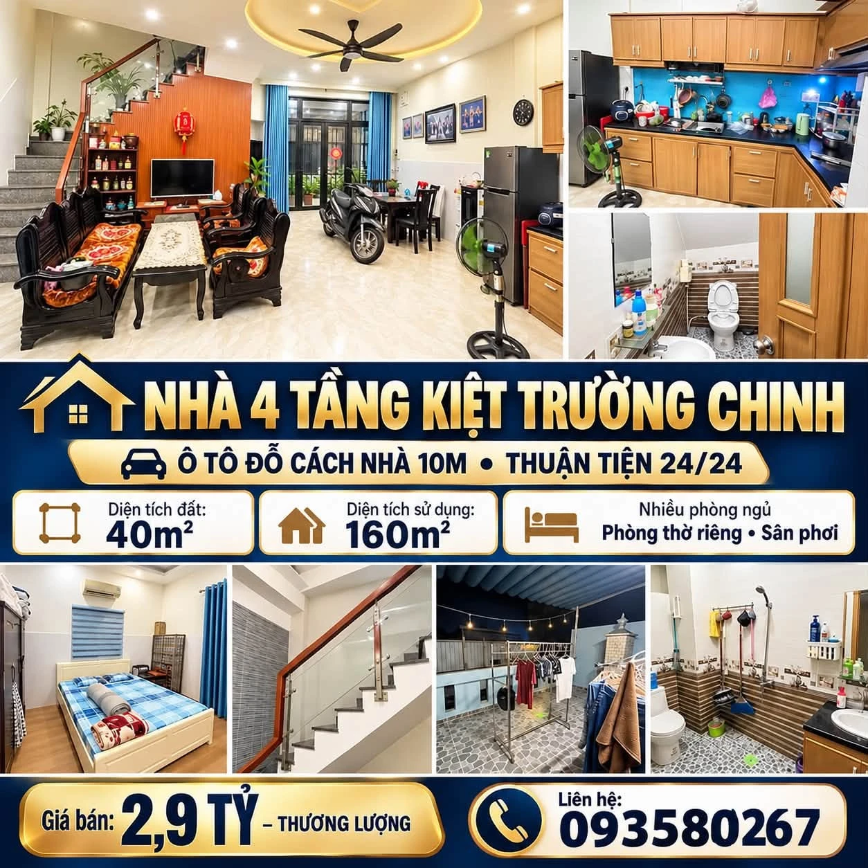 Bán nhà 4 tầng kiệt Trường Chinh 160m² 2,9 tỷ - Ảnh 1