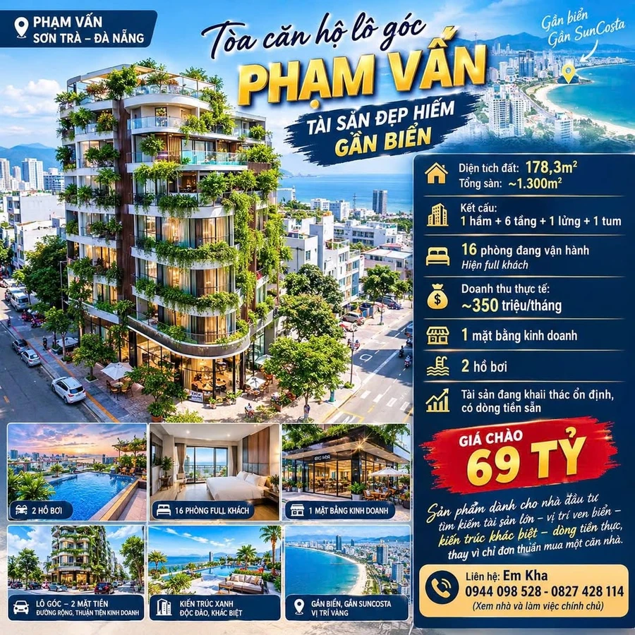 Bán shophouse lô góc Phạm Vấn 1.300m² 69 tỷ Đà Nẵng - Ảnh 1