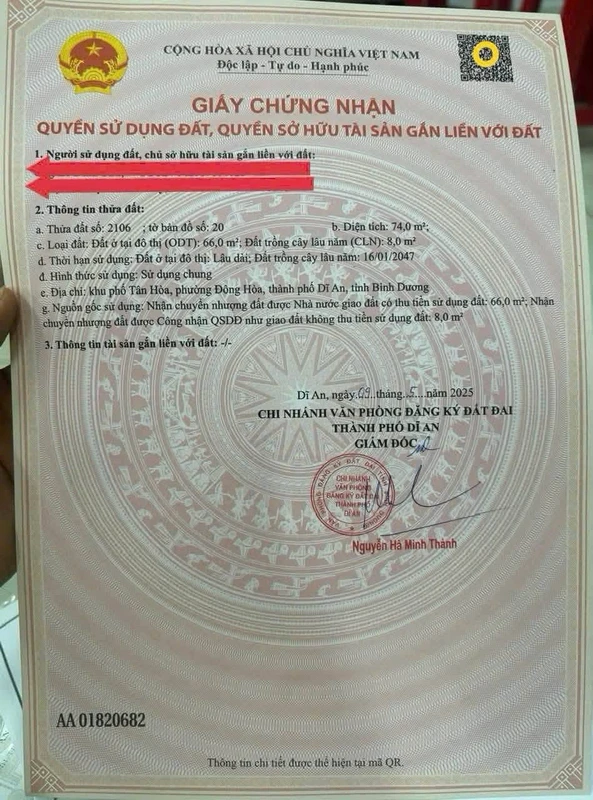 Bán lô đất 74m² Đông Hòa Dĩ An 3.49 tỷ