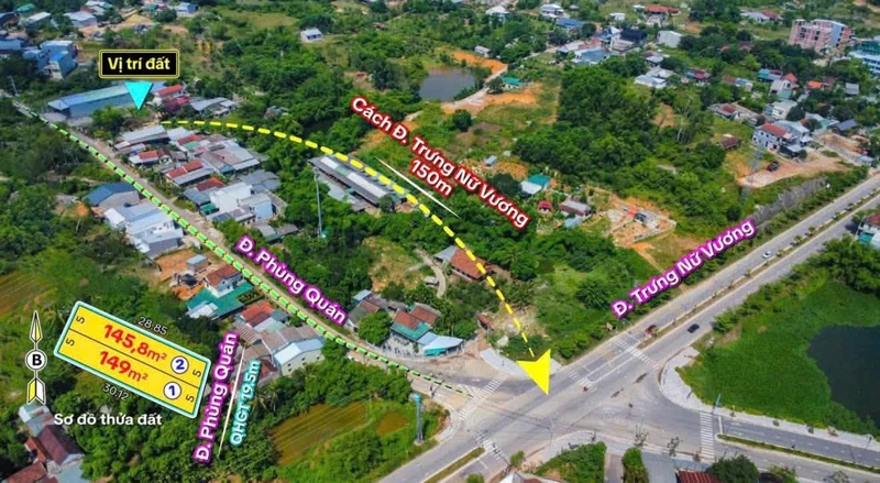 Bán đất mặt tiền Phùng Quán Huế 150m² giá 2.1 tỷ