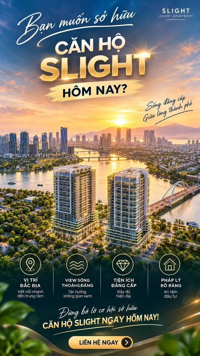Bán căn hộ 2 phòng ngủ 57,6m² tầng 5 view sông Hàn, dự án Slight, Nam Đà Nẵng - Ảnh 1