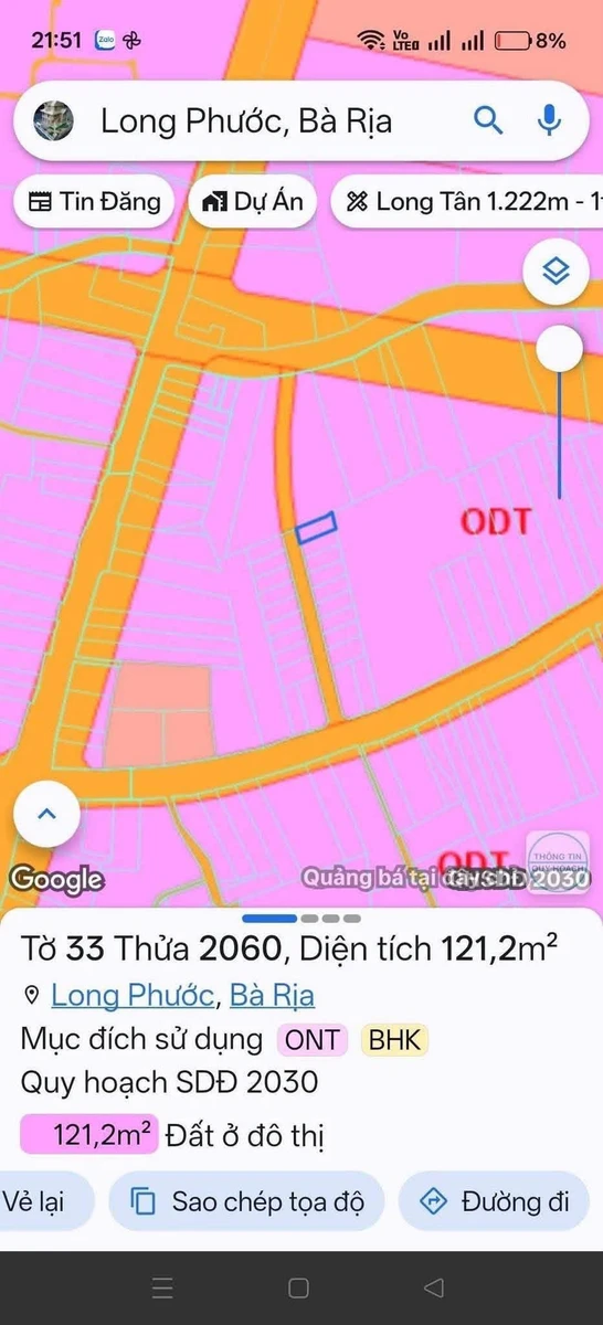 Bán đất Long Phước Bà Rịa 120m2 ngang 7m, 1 tỷ 380 triệu - Ảnh 1
