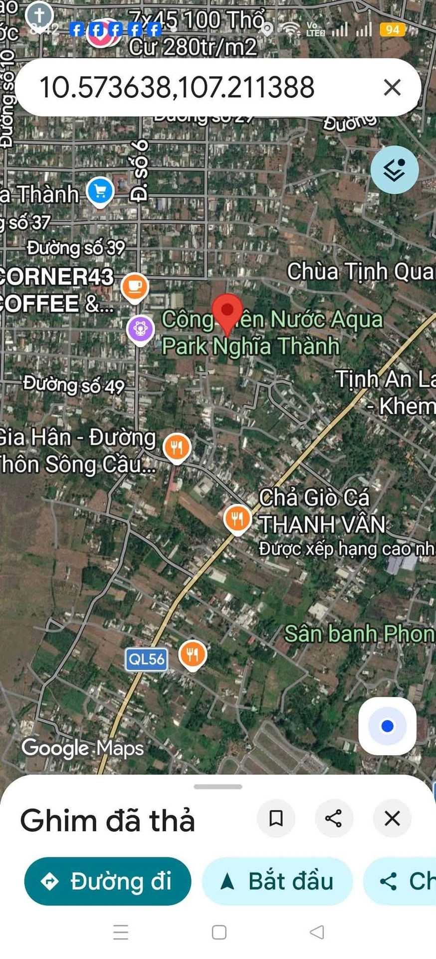Bán đất góc 2 mặt tiền Nghĩa Thành 288 m² 1 tỷ 350 triệu - Ảnh 1