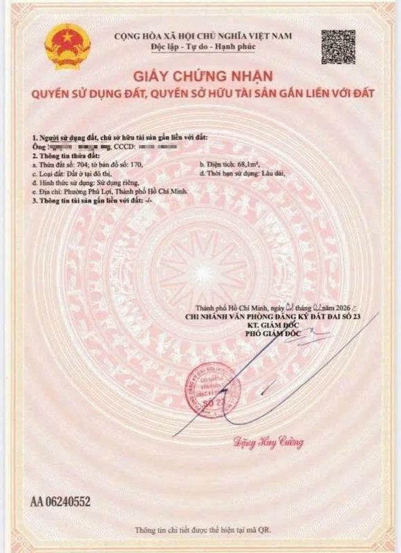 Bán lô đất full thổ cư 70m² Phú Lợi Bình Dương 2 tỷ