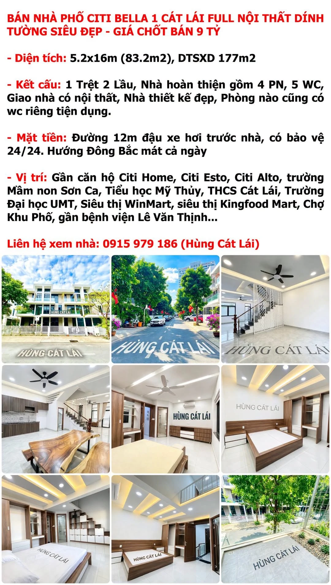 Bán nhà phố Citi Bella Cát Lái 83.2m2, 4 phòng, full nội thất - 9 tỷ - Ảnh 1