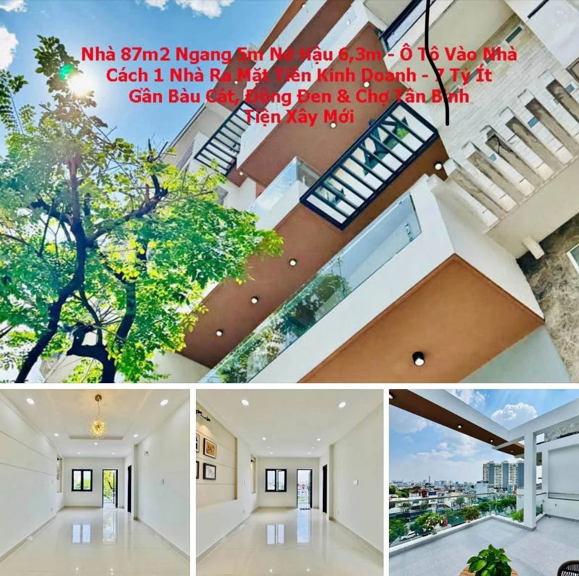Bán nhà hẻm ô tô 87m² nở hậu, cách mặt tiền 1 căn, khu Bàu Cát Đồng Đen Tân Bình, 7 tỷ - Ảnh 1
