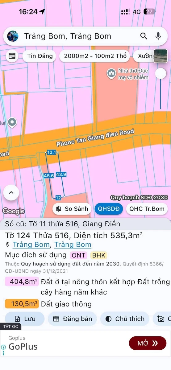 Bán đất Giang Điền Đồng Nai 540m², sổ riêng 4.5 tỷ - Ảnh thu nhỏ 2