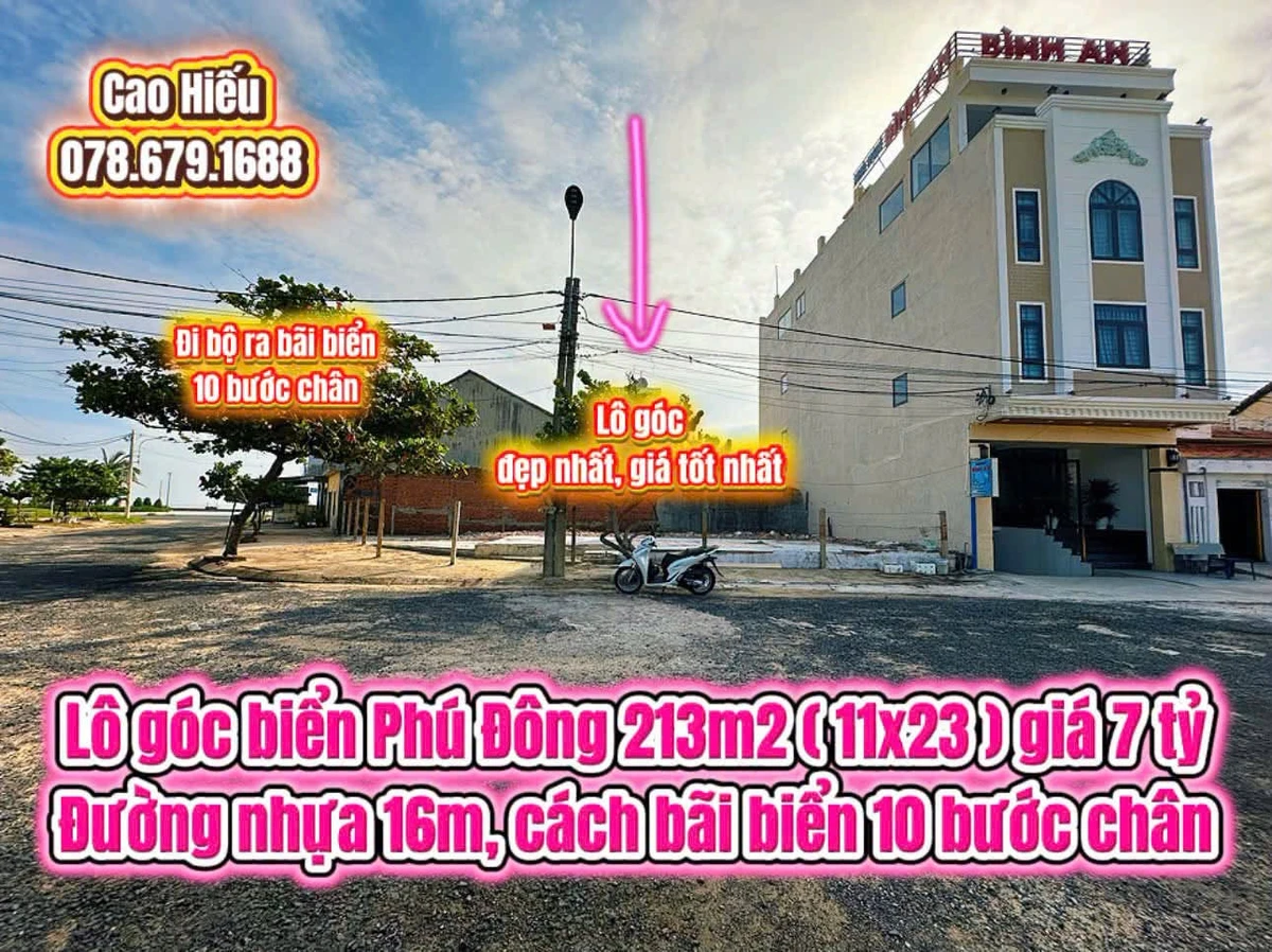 Bán lô góc mặt tiền Lê Vụ biển 213m2 giá 7 tỷ - Ảnh 1