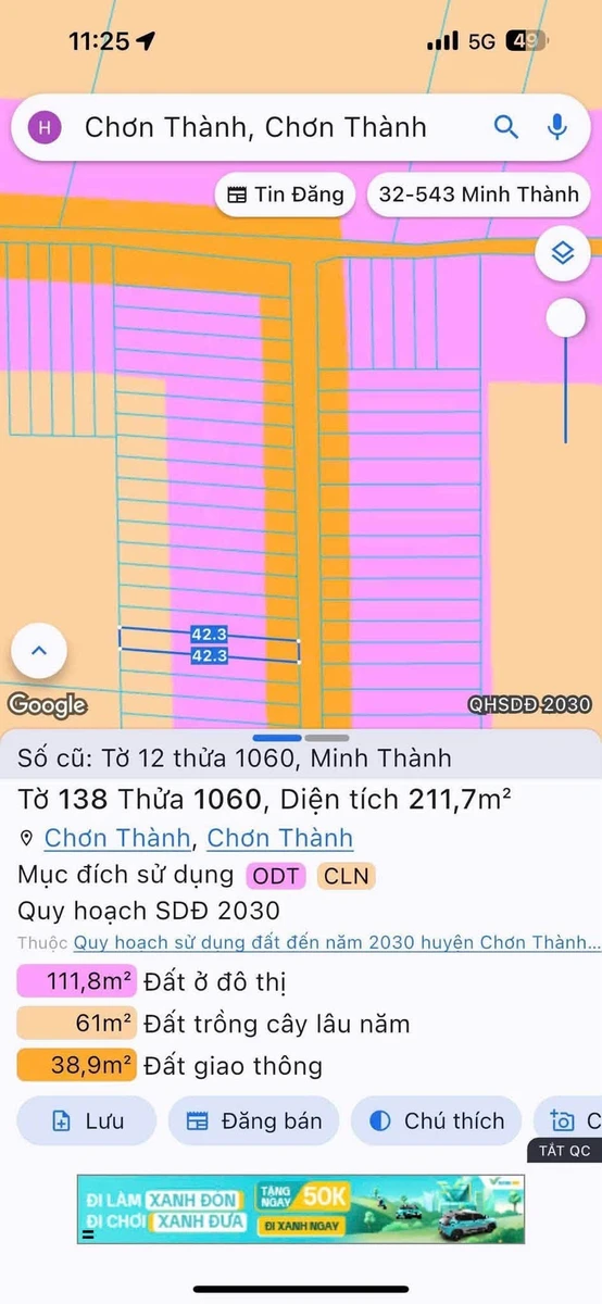 Bán đất mặt tiền đường số 34 211m2, Minh Thành, Bình Dương - Ảnh thu nhỏ 3