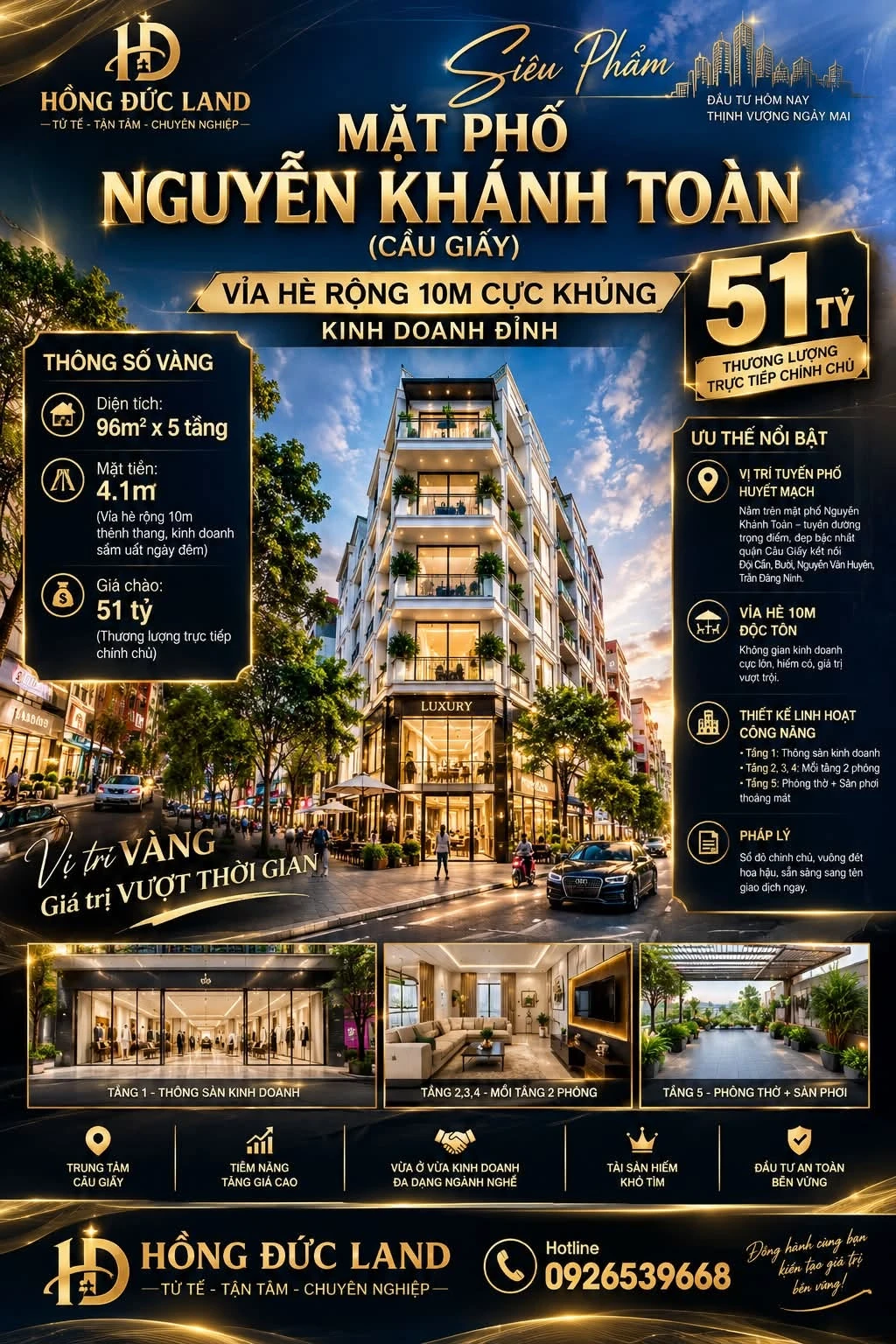Bán shophouse mặt phố Nguyễn Khánh Toàn 96m2 x 5 tầng, 51 tỷ - Ảnh 1