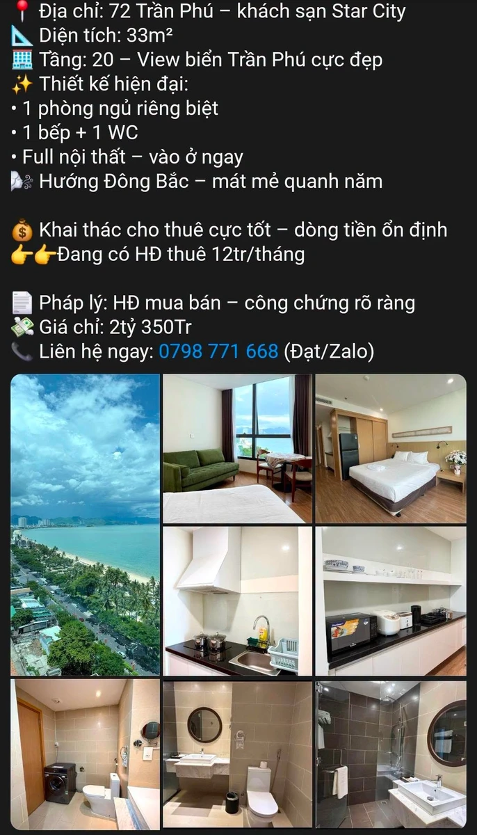 Bán căn hộ view biển Trần Phú 33m² tại Nha Trang 2 tỷ 350 triệu - Ảnh thu nhỏ 2
