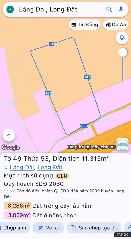Bán đất nền 11.315m² mặt tiền 68m Lộc An, Bà Rịa - Vũng Tàu 7 tỷ