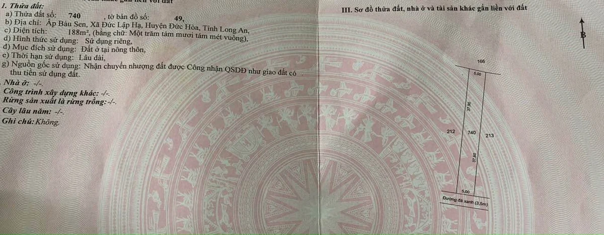 Bán đất Đức Hòa Long An 379 m² sổ hồng riêng - Ảnh thu nhỏ 5