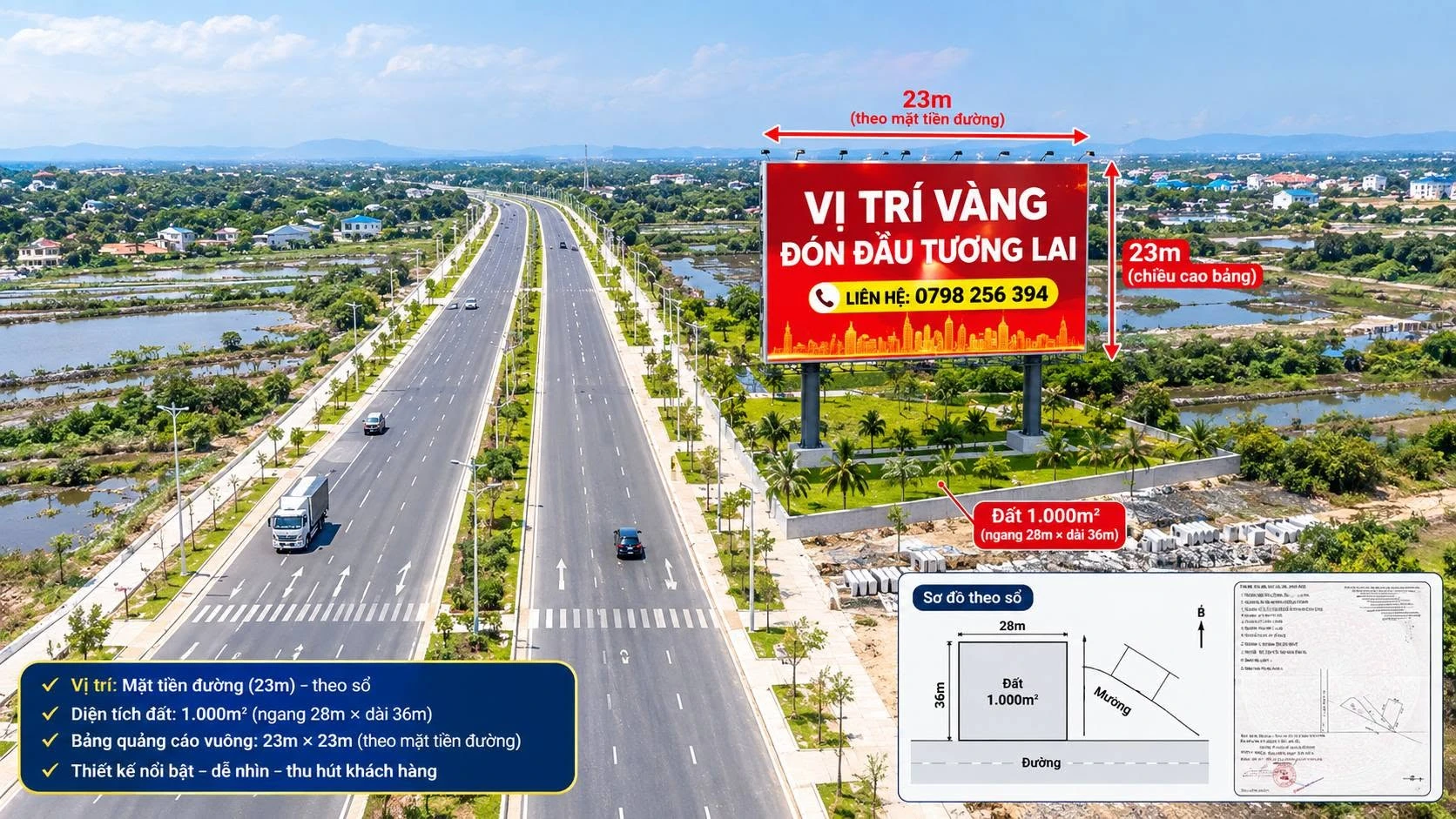 Bán đất mặt tiền 23m, 1500m² gần cao tốc Vũng Tàu - Ảnh 1