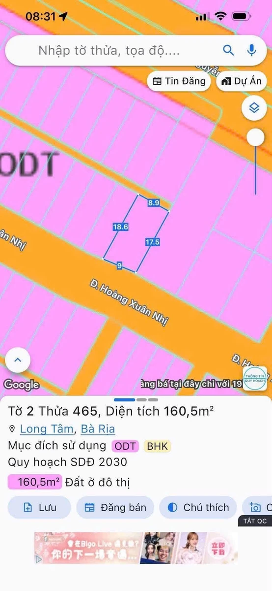 Bán lô đất mặt tiền Hoàng Xuân Nhị Bà Rịa 169m2, 3.3 tỷ - Ảnh thu nhỏ 2