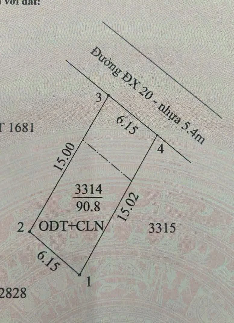 Đất mặt tiền 90 m² Bến Cát 1 tỷ 1 - Ảnh thu nhỏ 3