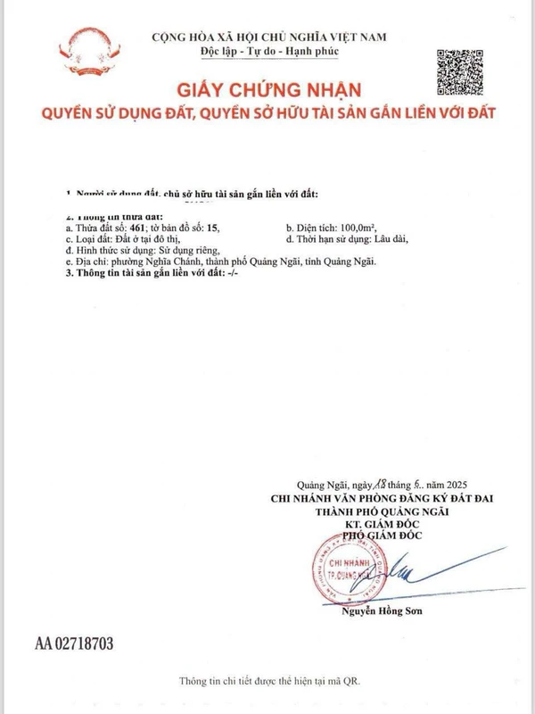 Bán nhà Nguyễn An 100m2, 3 phòng ngủ Quảng Ngãi