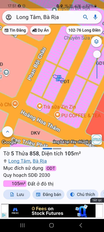 Bán đất 105m² đường D1 Bà Rịa 2,89 tỷ