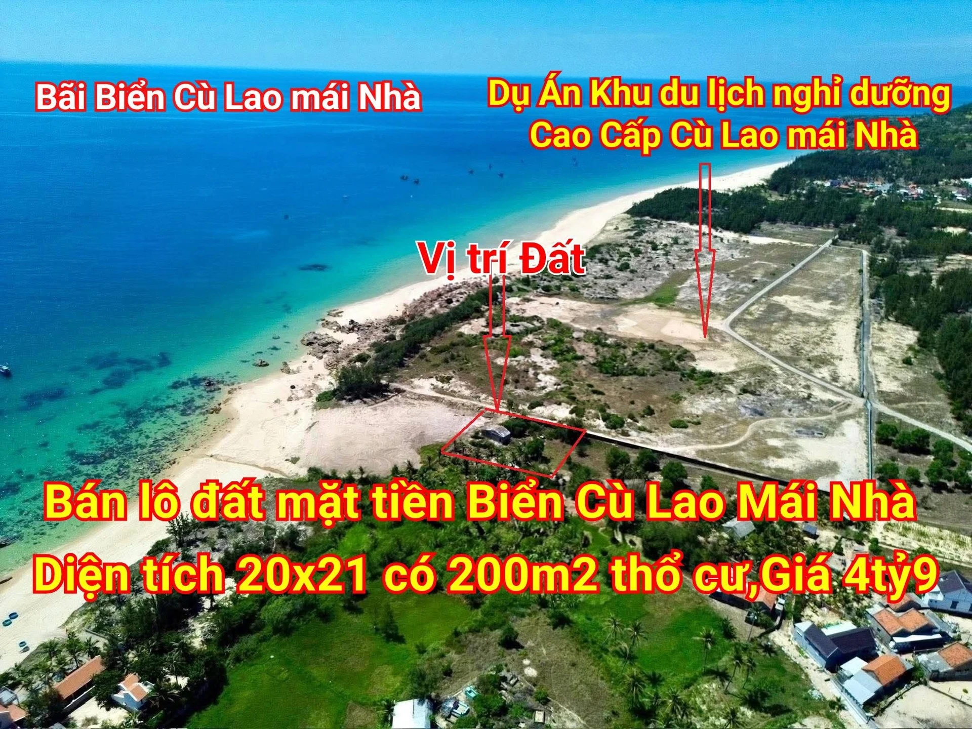 Bán đất mặt biển Cù Lao Mái Nhà 420m2, 4 tỷ 900 - Ảnh 1