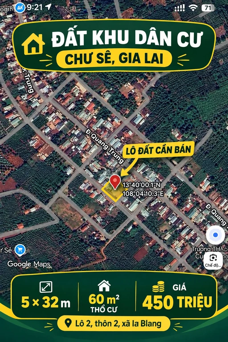 Bán lô đất 160m² giá 450 triệu ở Gia Lai - Ảnh 1