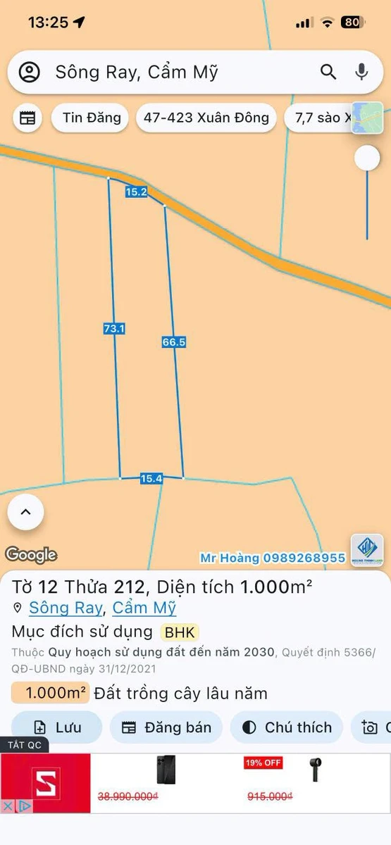 Bán gấp lô đất 1000m2 xã Sông Ray Đồng Nai 600 triệu - Ảnh thu nhỏ 4